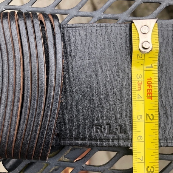 Vintage Ralph Lauren Leather Black Belt with round brass buckle/ peg Distressed main image 7